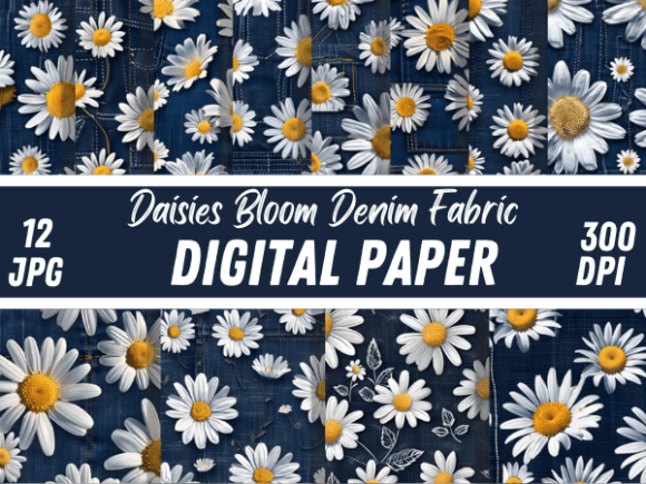 Download Daisies Bloom Swatches Denim Backgrounds - Backgrounds Collection