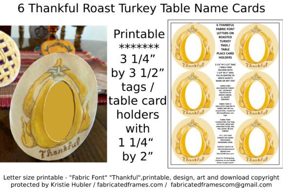 Download 6 Thankful Roast Turkey Table Name Cards - Premium Bundle