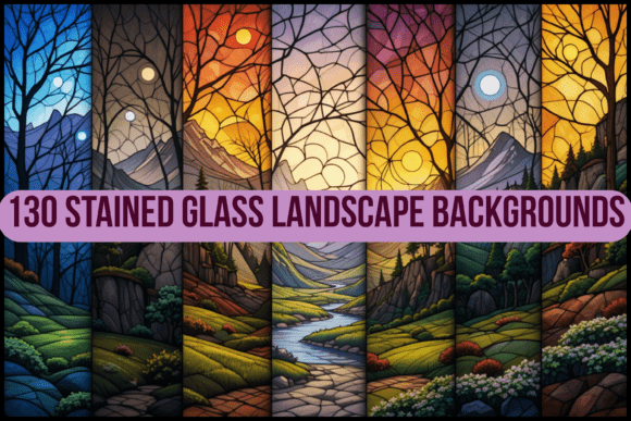 Download 130 Stained Glass Landscape Backgrounds - Premium Resources
