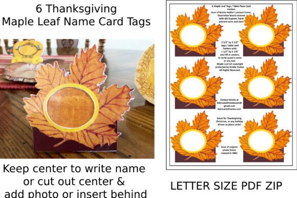 Download 6 Thanksgiving Maple Leaf Name Card Tags - Name Collection