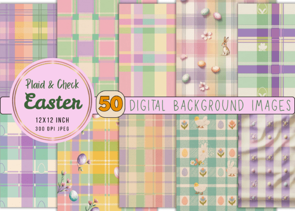 Download Plaid &amp; Check Easter Digital Backgrounds - Backgrounds Collection