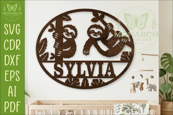 Download Cute Sloths Name Sign SVG | Personalized - Name Collection
