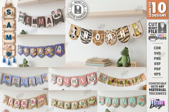 Download Baby Name Banners Laser Cut Bundle | CNC - Name Collection