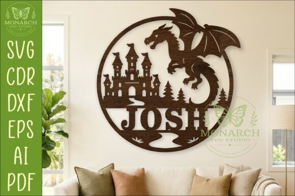 Download Personalized Dragon Castle Name Sign SVG - Name Collection
